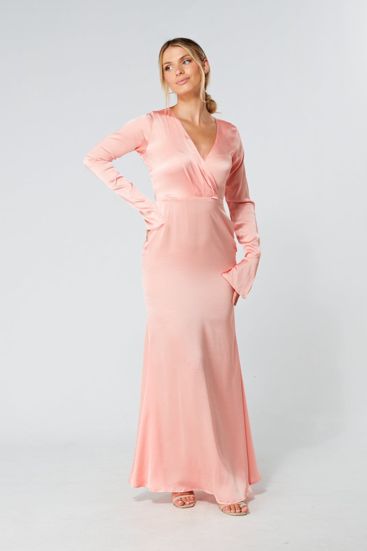 Alessandra Blush Satin-Feel Crepe Maxi Dress