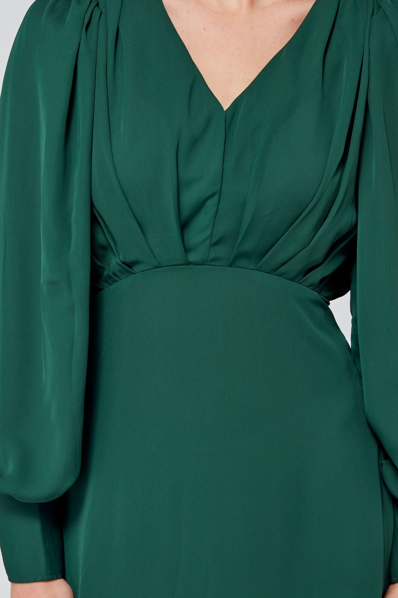 Layalina Emerald Green Midi Dress - TAHLIRA