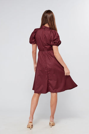 Cara Black and Purple High Neck Short Sleeve Mini Dress - TAHLIRA