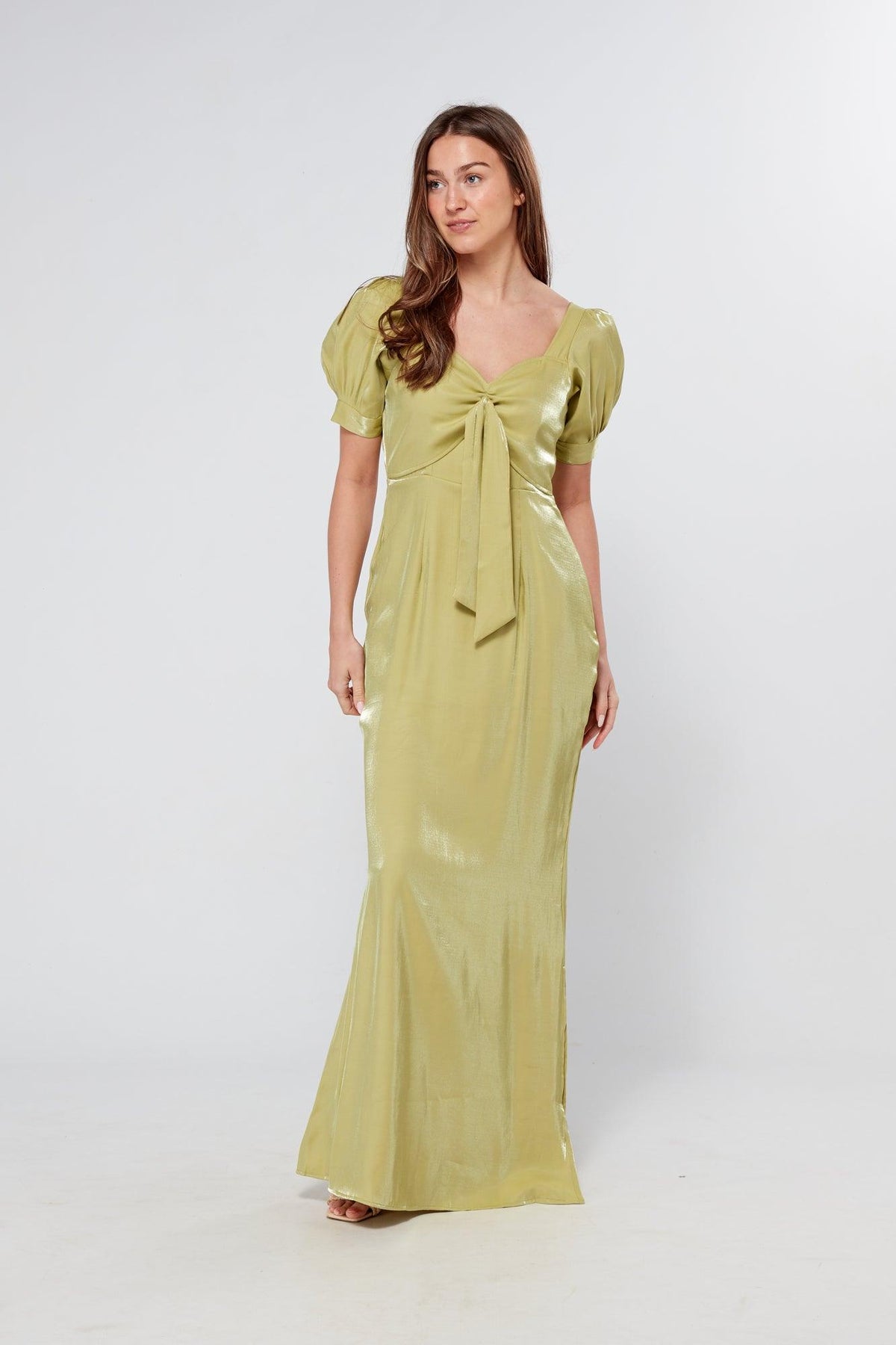 Messika Pistachio Short Sleeve Maxi Dress Shimmer - TAHLIRA
