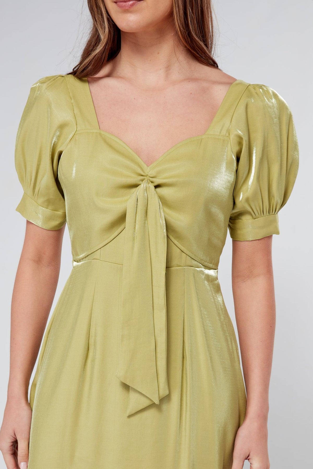 Messika Pistachio Short Sleeve Maxi Dress Shimmer - TAHLIRA