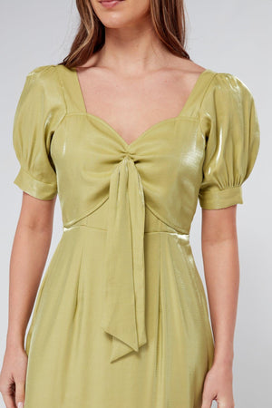 Messika Pistachio Short Sleeve Maxi Dress Shimmer - TAHLIRA
