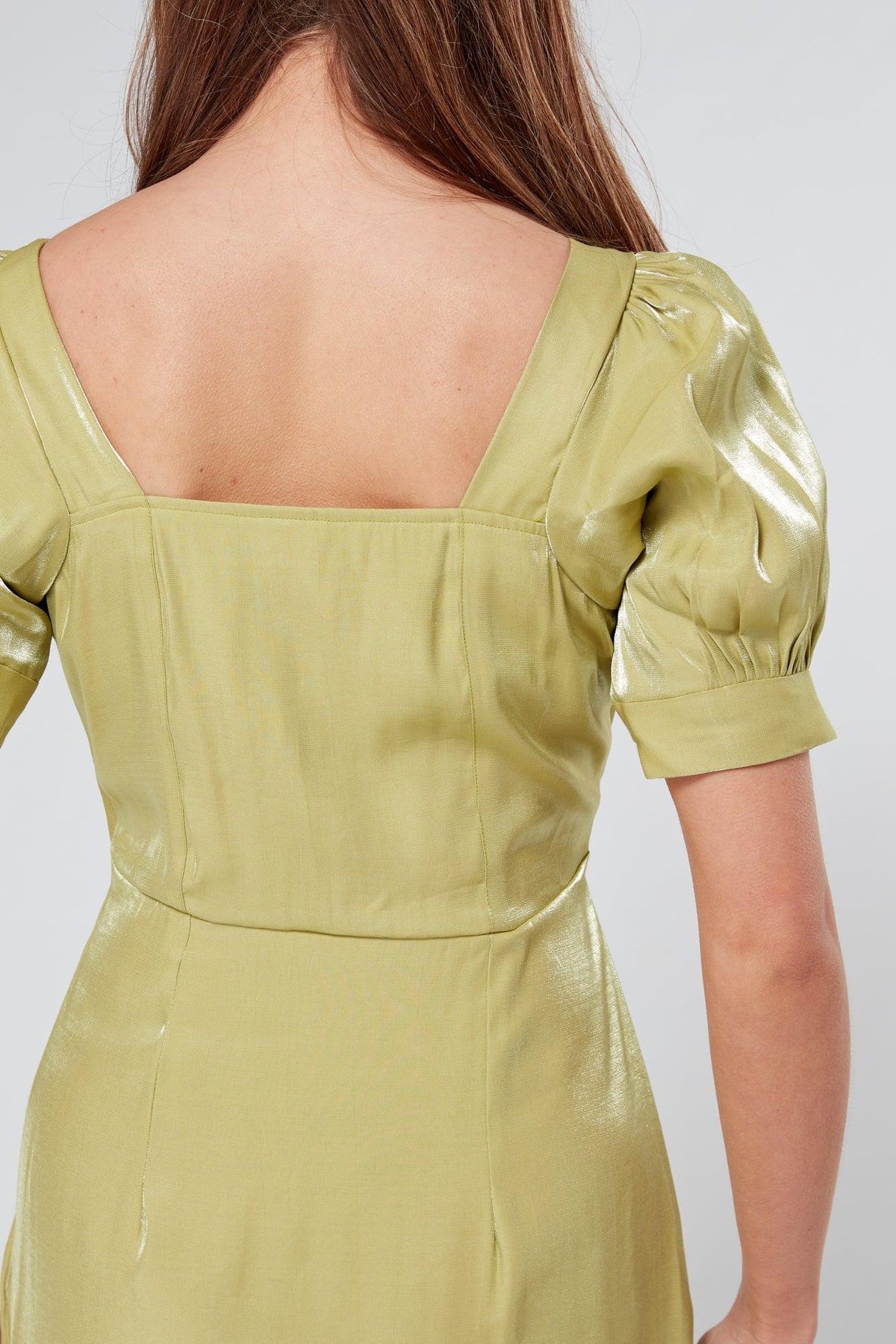 Messika Pistachio Short Sleeve Maxi Dress Shimmer - TAHLIRA