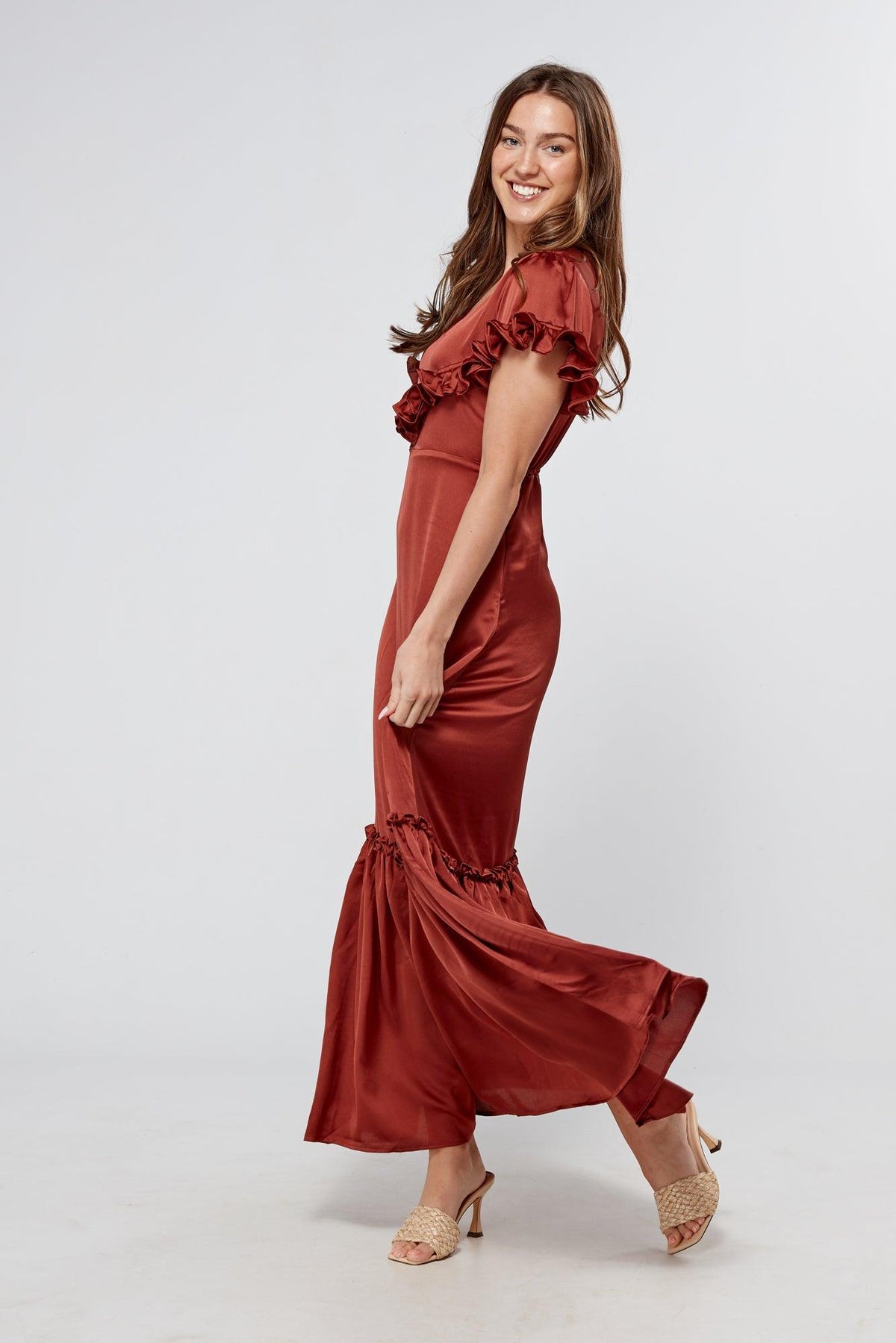 lavender flare dress Agnes Copper Sequin Maxi Dress – Frock and Frill main image 0