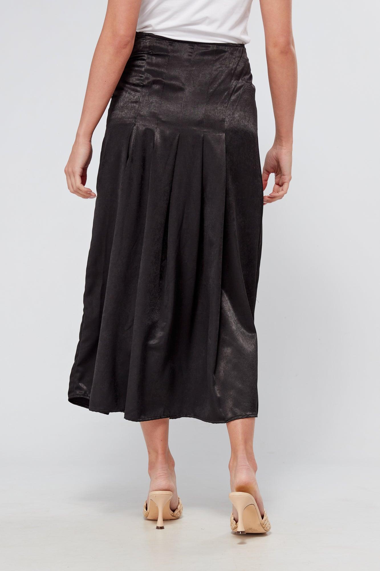 Delphine Black Pleated Skirt - TAHLIRA
