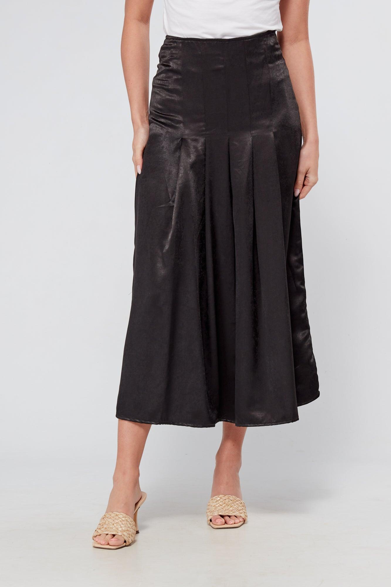 Delphine Black Pleated Skirt - TAHLIRA