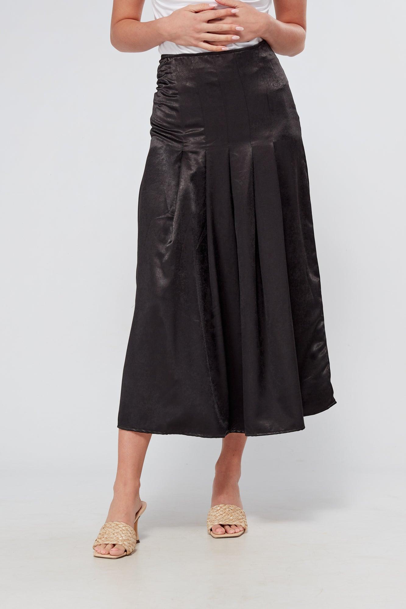 Delphine Black Pleated Skirt - TAHLIRA