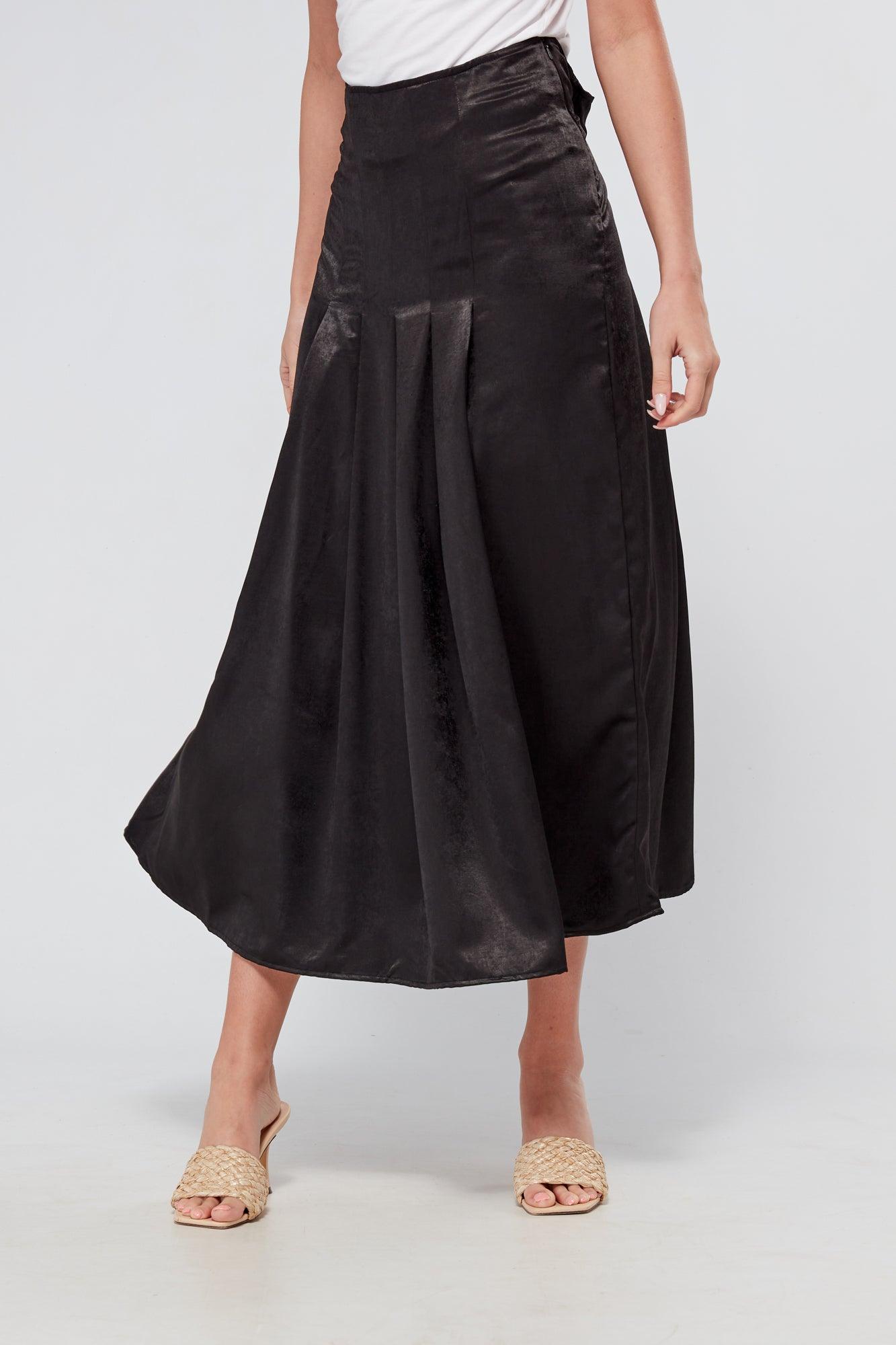 Delphine Black Pleated Skirt - TAHLIRA