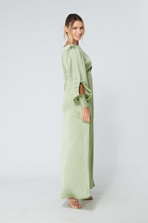 Olivia Knotted Front Soft Crepe Maxi Dress - TAHLIRA