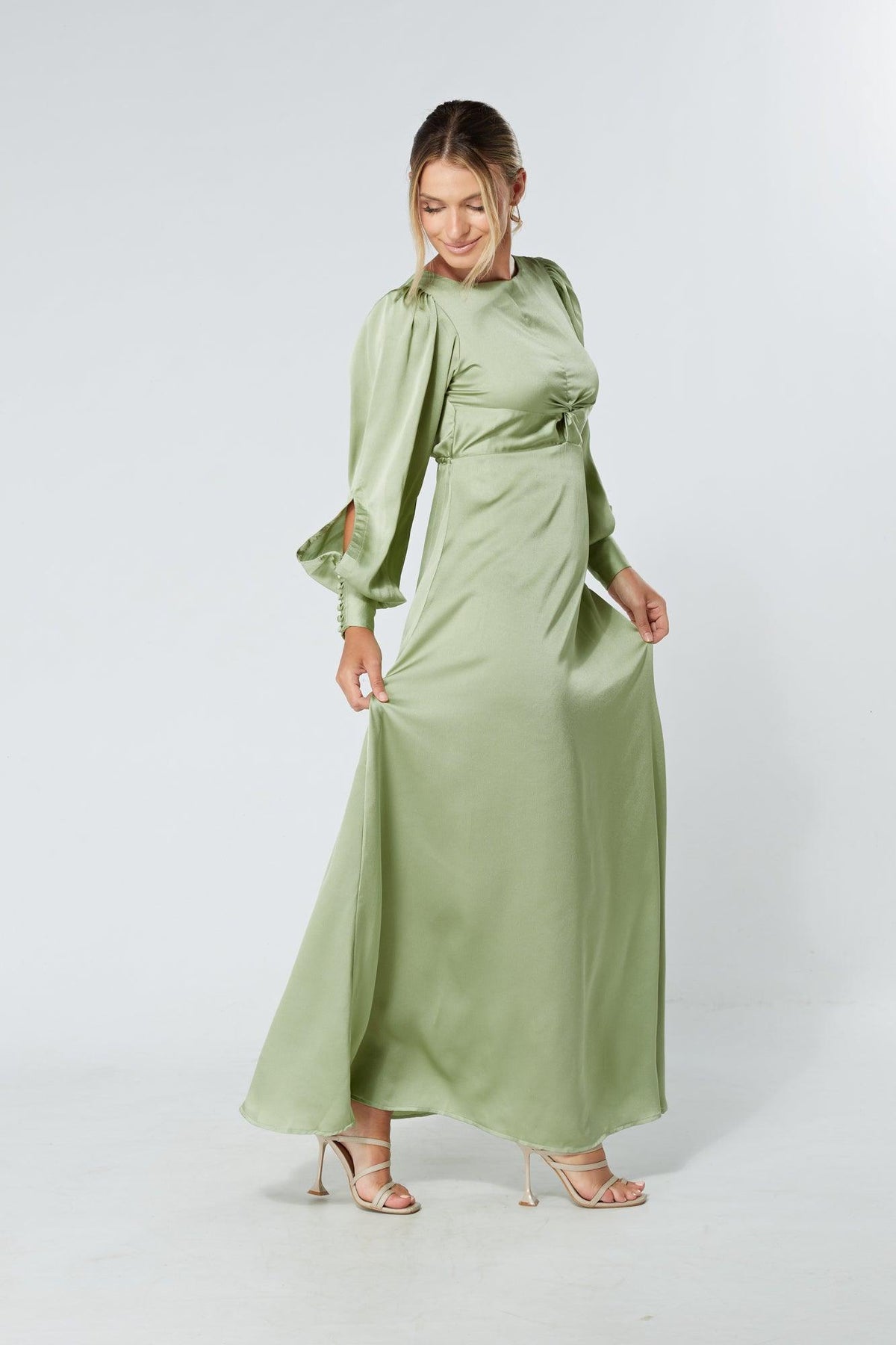 Olivia Knotted Front Soft Crepe Maxi Dress - TAHLIRA