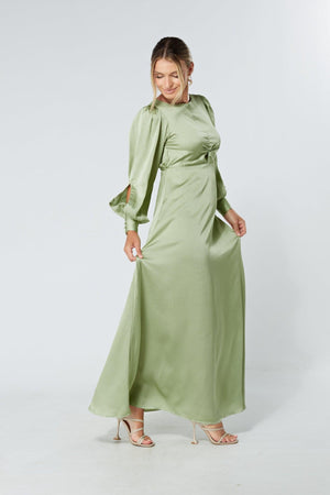 Olivia Knotted Front Soft Crepe Maxi Dress - TAHLIRA