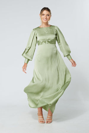Olivia Knotted Front Soft Crepe Maxi Dress - TAHLIRA