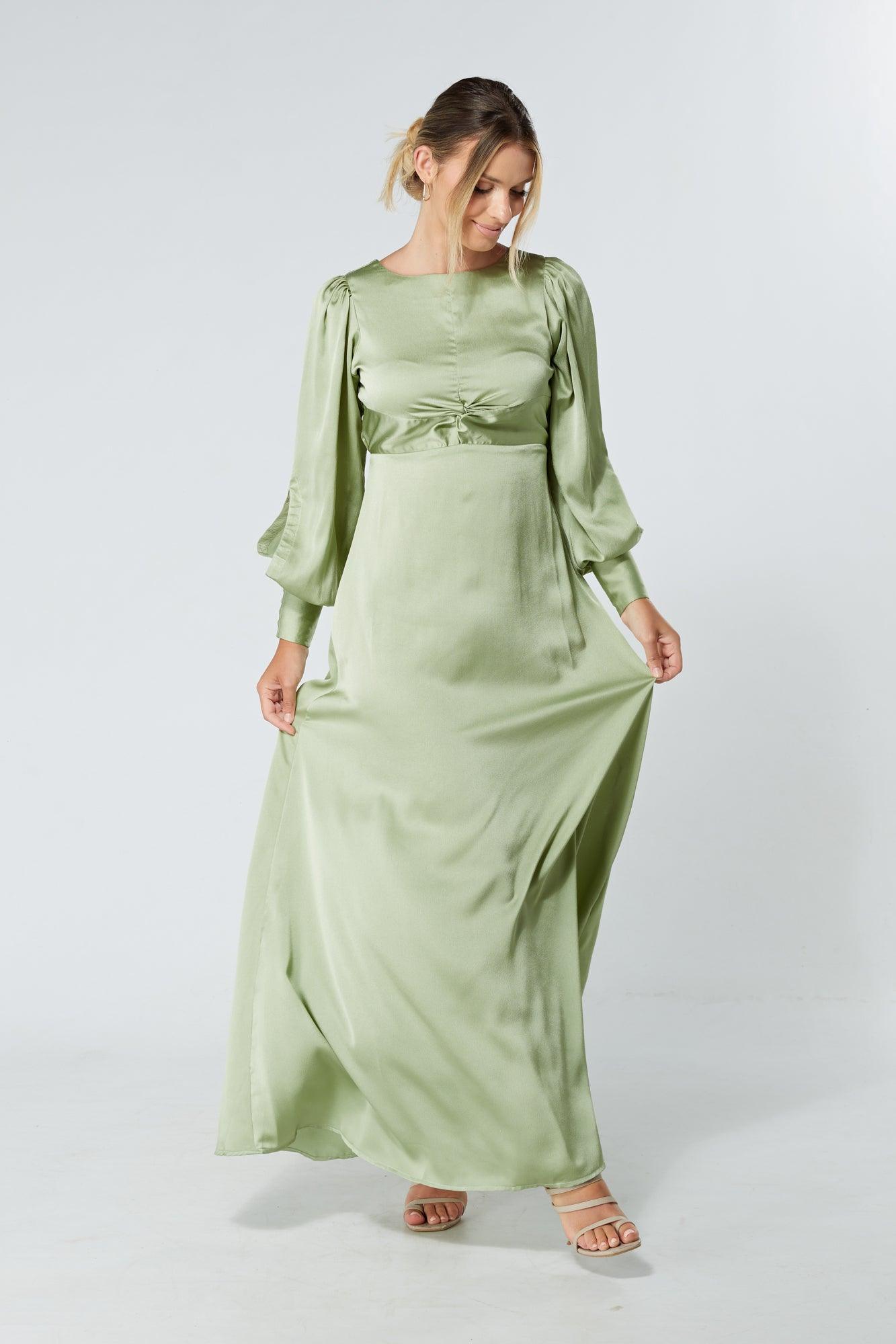 Olivia Knotted Front Soft Crepe Maxi Dress - TAHLIRA