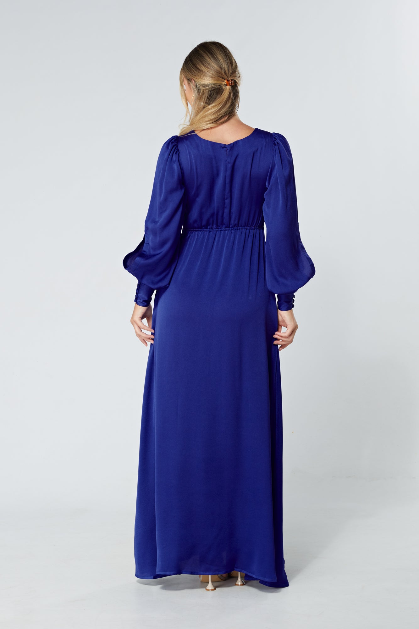 Lila Cobalt Blue Knotted Front Soft Crepe Maxi Dress - TAHLIRA Lila Cobalt Blue Knotted Front Soft Crepe Maxi Dress - TAHLIRA