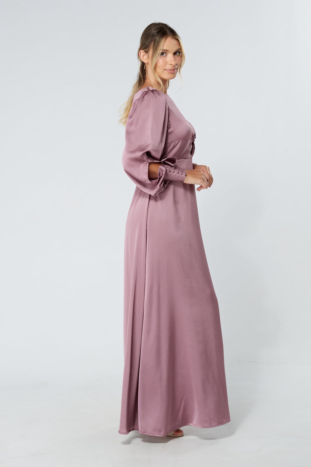 Lila Knotted Front Lilac Soft Crepe Maxi Dress