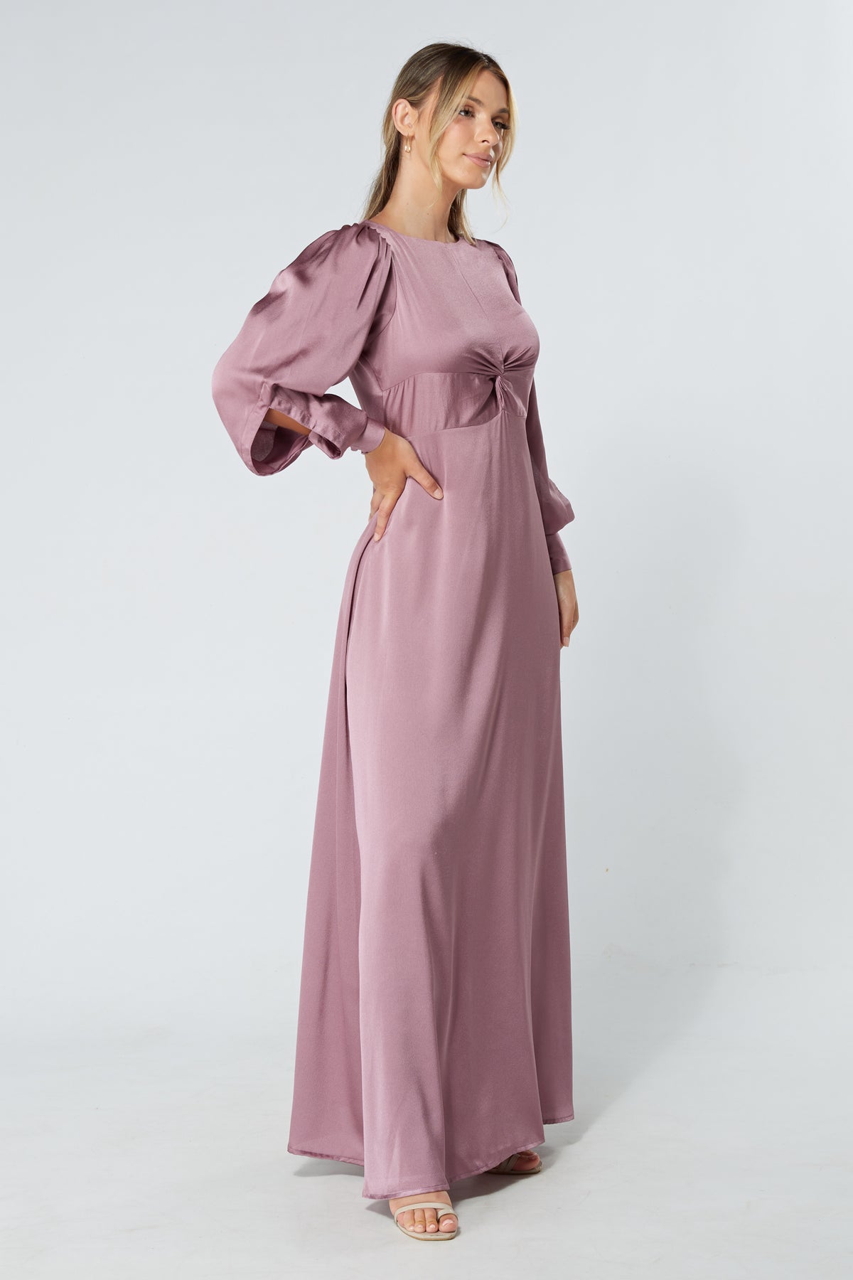 Lila Knotted Front Lilac Soft Crepe Maxi Dress