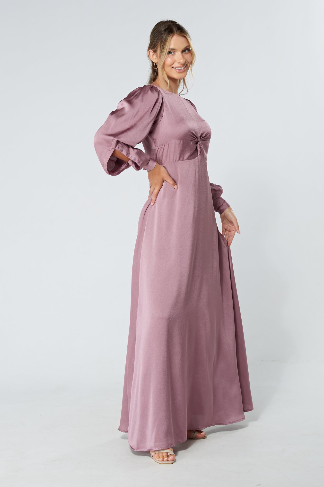 Lila Knotted Front Lilac Soft Crepe Maxi Dress