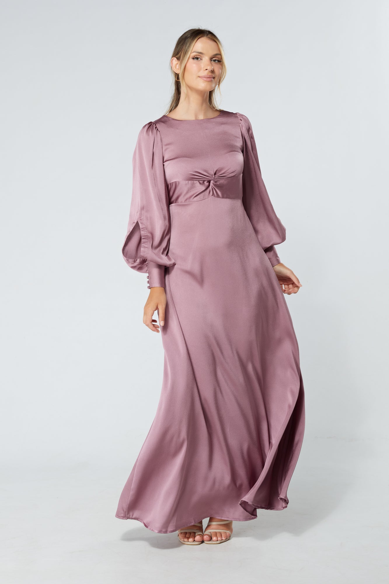 Lila Knotted Front Lilac Soft Crepe Maxi Dress TAHLIRA