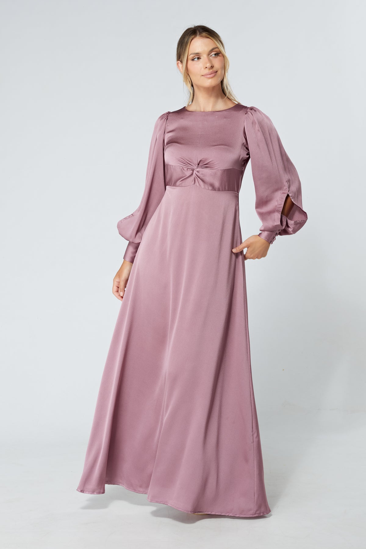 Lila Knotted Front Lilac Soft Crepe Maxi Dress