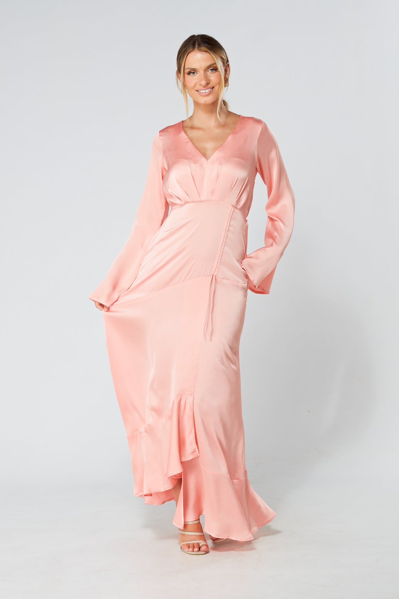 Lucia Blush Kimono Sleeves Maxi Dress