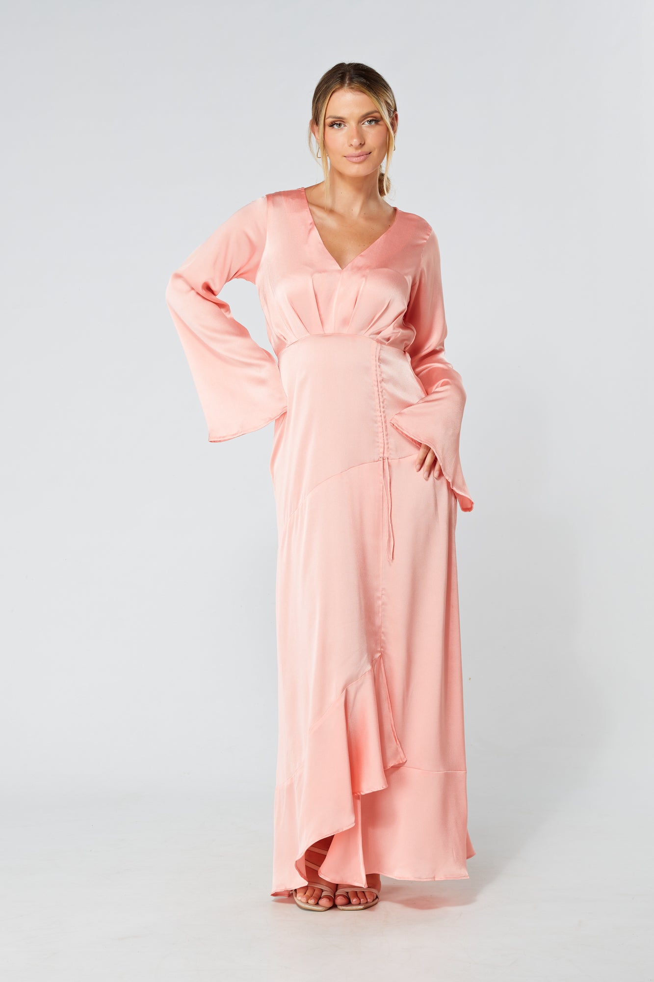 Lucia Blush Kimono Sleeves Maxi Dress