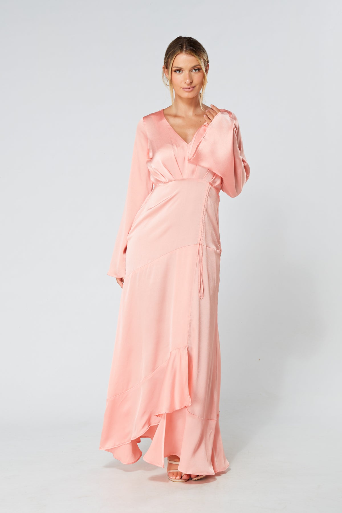Lucia Blush Kimono Sleeves Maxi Dress