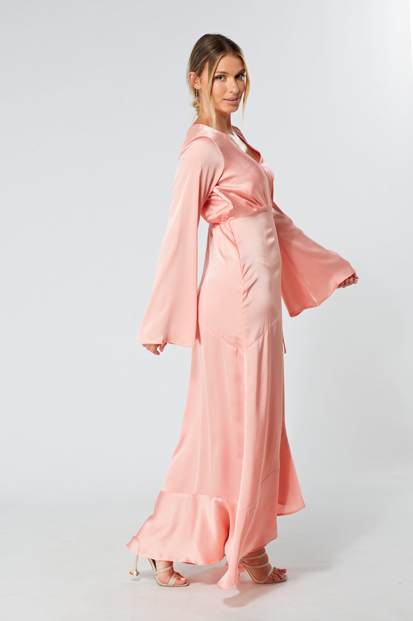 Lucia Blush Kimono Sleeves Maxi Dress