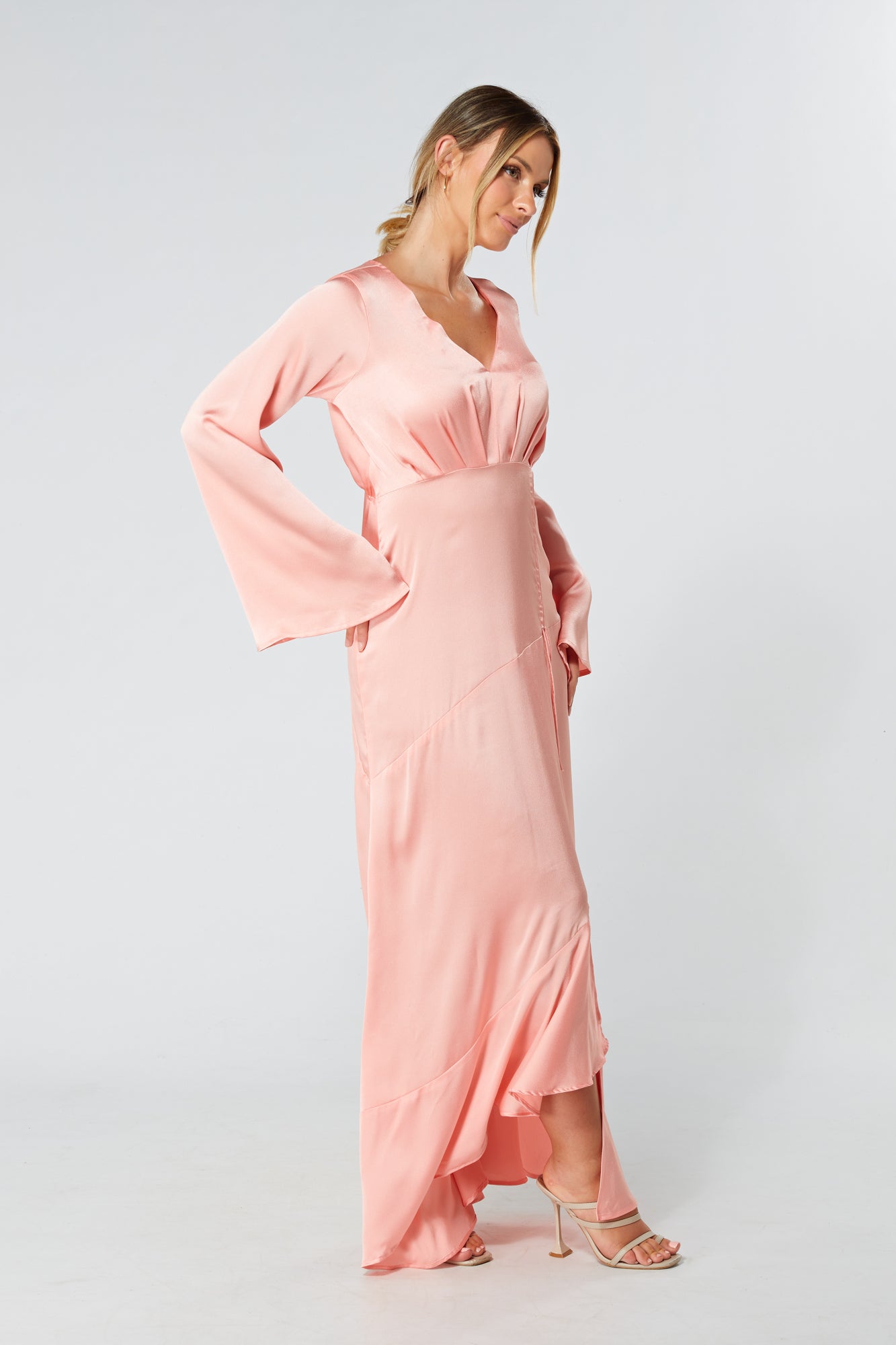 Lucia Blush Kimono Sleeves Maxi Dress