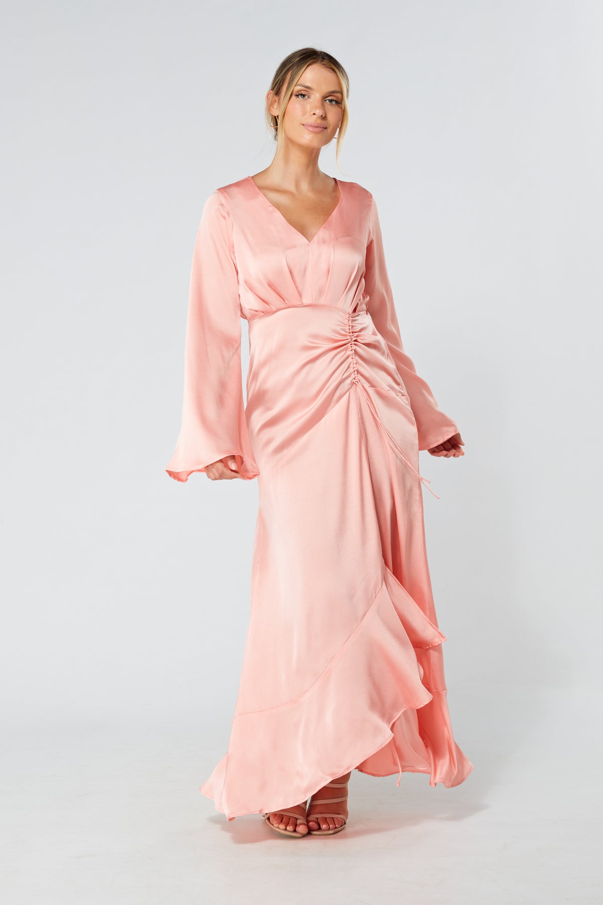 Lucia Blush Kimono Sleeves Maxi Dress