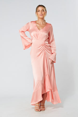 Lucia Blush Kimono Sleeves Maxi Dress