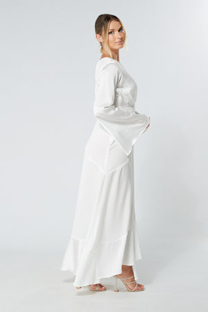 Lucia White Kimono Sleeves Maxi Dress