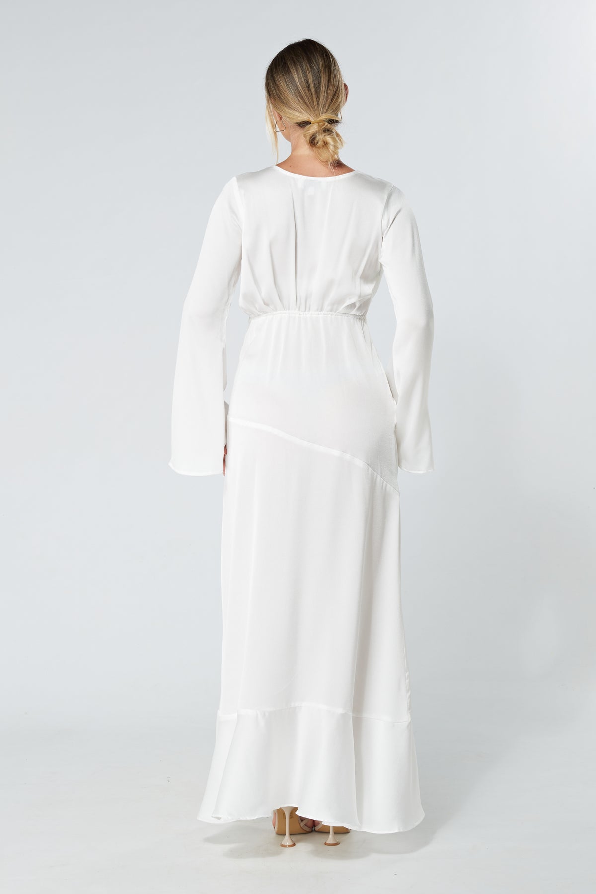 Lucia White Kimono Sleeves Maxi Dress