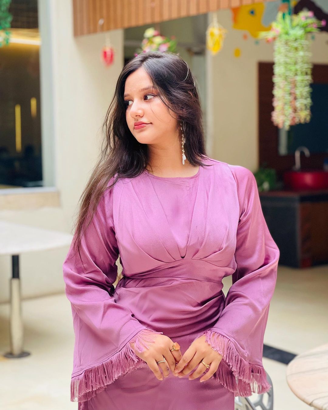 Amaya Lilac Satin Feel Crepe Maxi Dress With Ruched Body