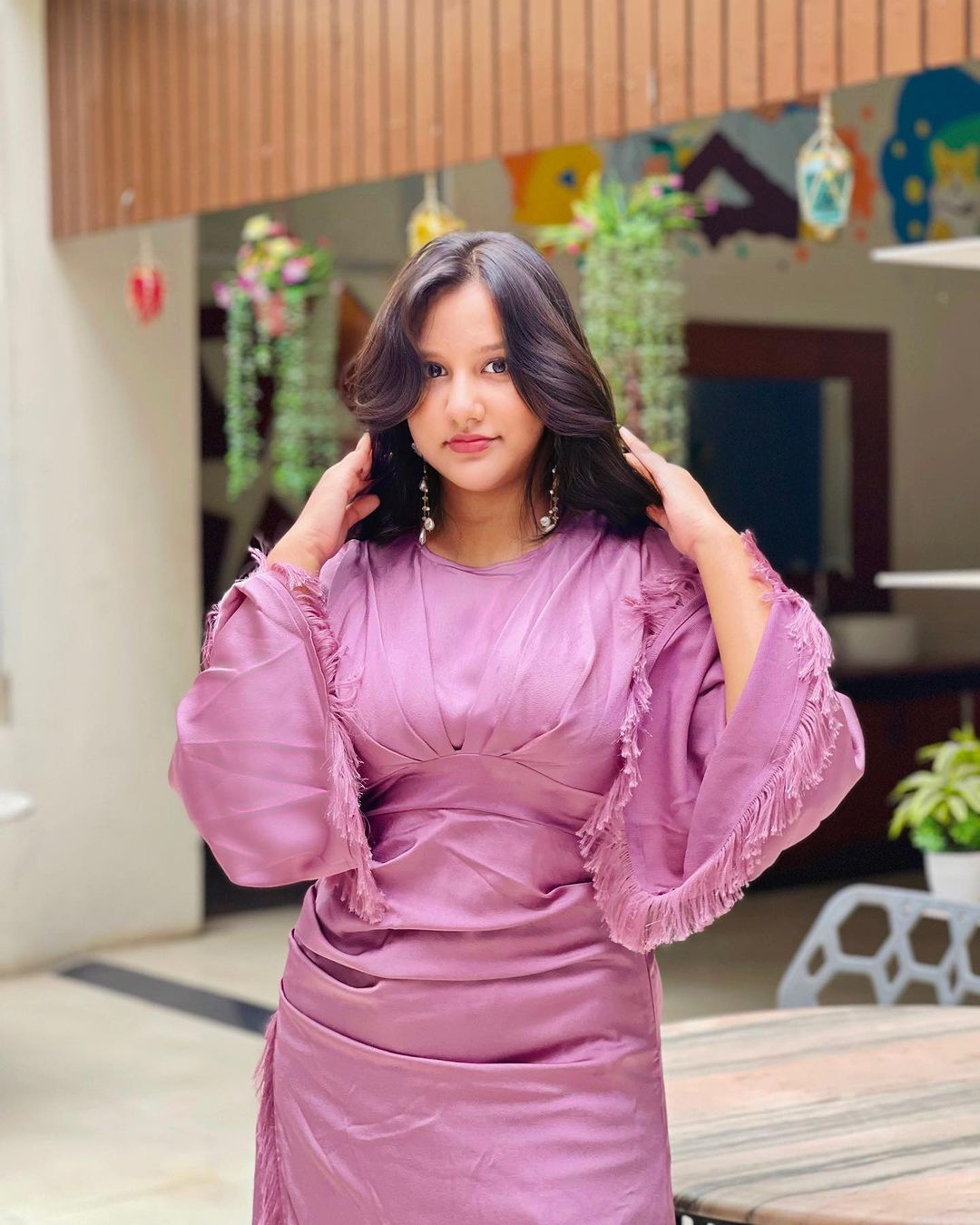 Amaya Lilac Satin Feel Crepe Maxi Dress With Ruched Body