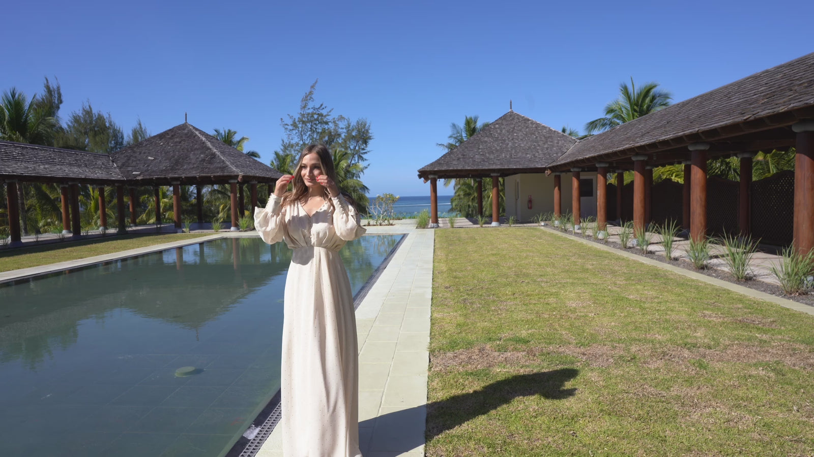 Seline Gold Print Chiffon Flowy Maxi Dress With Long Sleeves