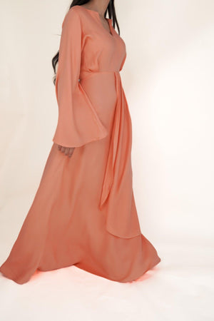 Ophelia Draped Super Soft Crepe Maxi Dress With Long Kimono Sleeves - TAHLIRA