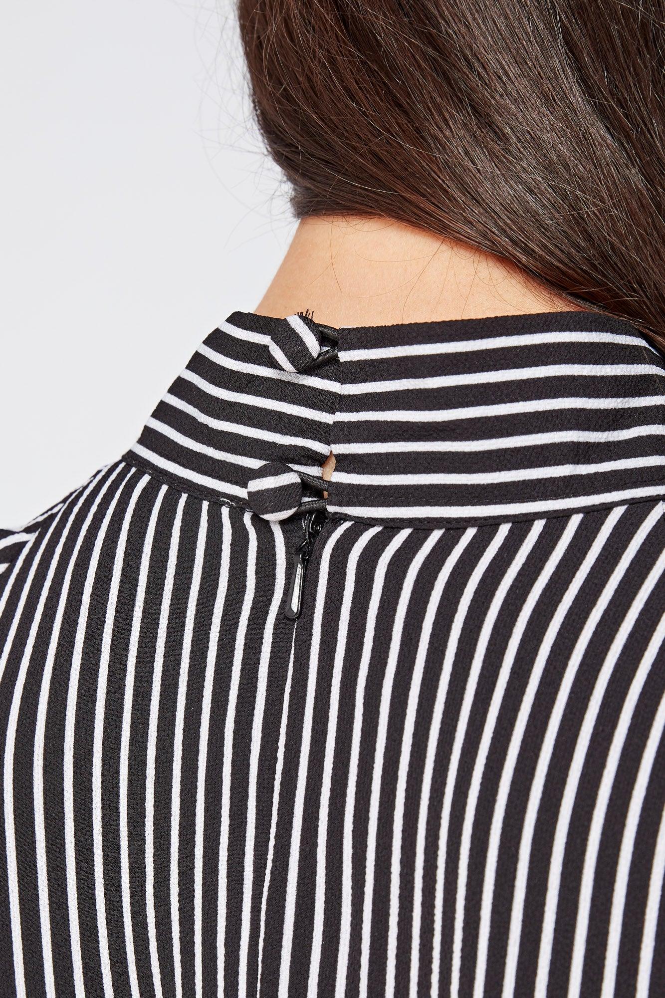 Lilia High Neck Pussybow Black And White Maxi Dress - TAHLIRA