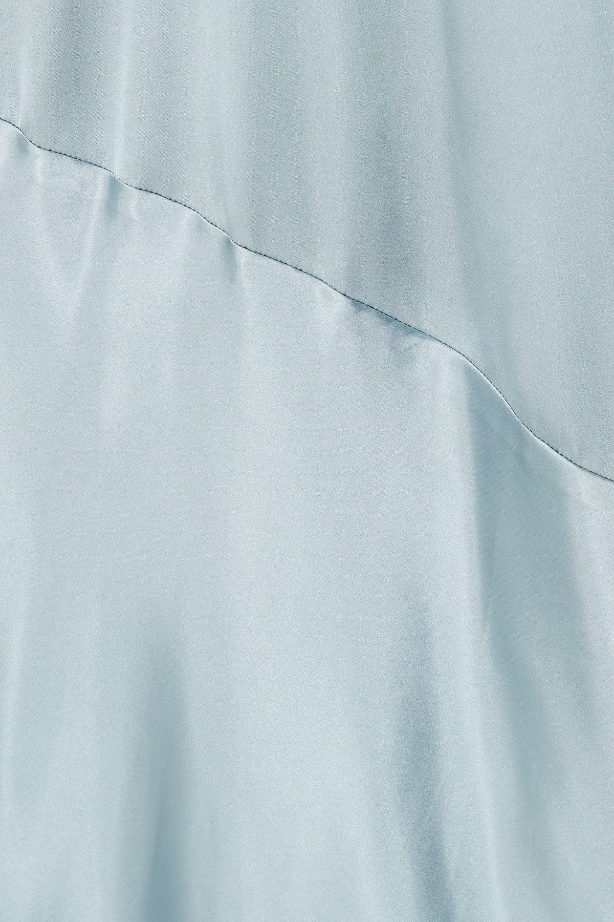 Cynthia Dusty Blue Satin Maxi Dress With Frill Sleeves - TAHLIRA