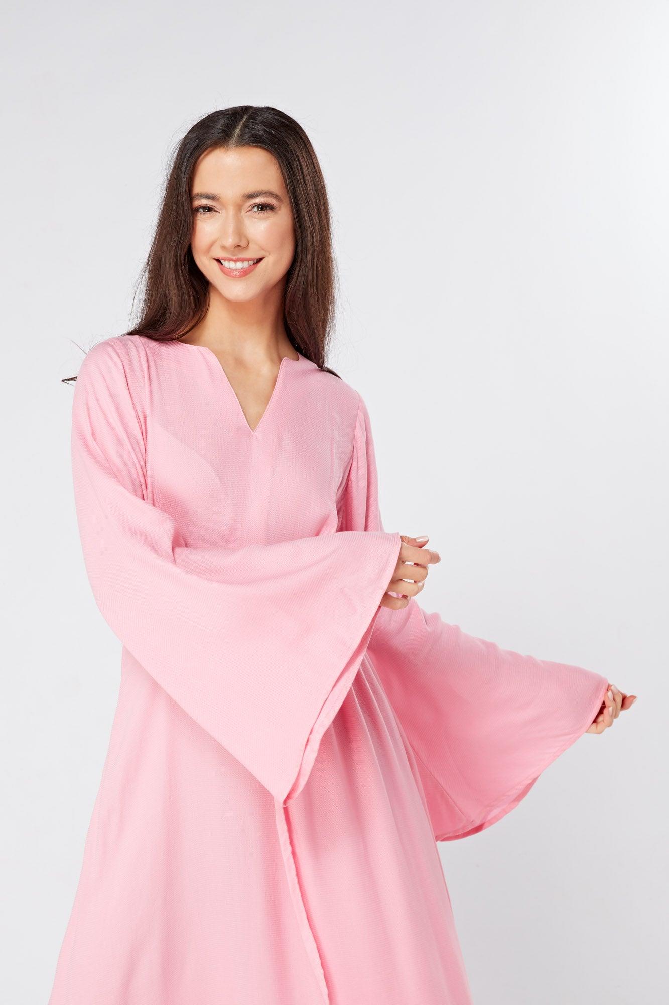 Hera Draped Super Soft Crepe Midi Dress With Long Kimono Sleeves - TAHLIRA