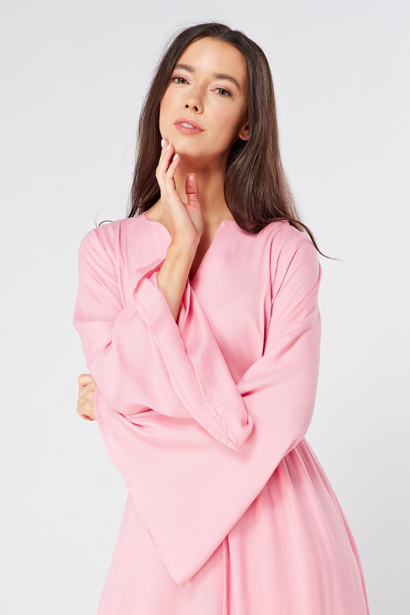 Hera Draped Super Soft Crepe Midi Dress With Long Kimono Sleeves - TAHLIRA