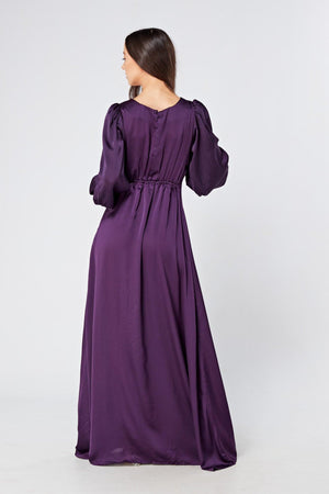 Lila Purple Knotted Front Soft Crepe Maxi Dress - TAHLIRA